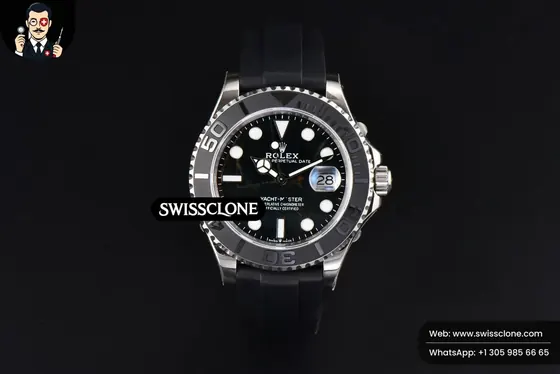 Rolex Yacht Master 42mm CSF Opals Surface Black Dail Oysterflex VR3235 1:1 Super Clone - Dial Macro Close-Up