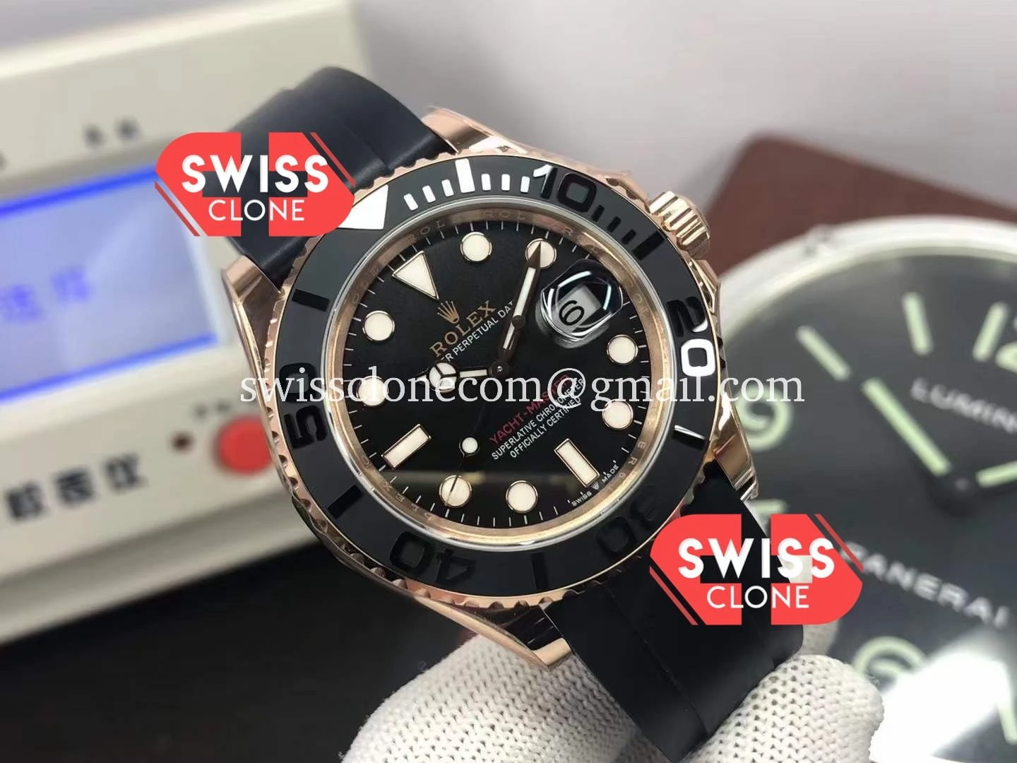 Rolex Yachtmaster 116655 Everose 40MM 904L 1:1 Super Clone - Dial Macro Close-Up