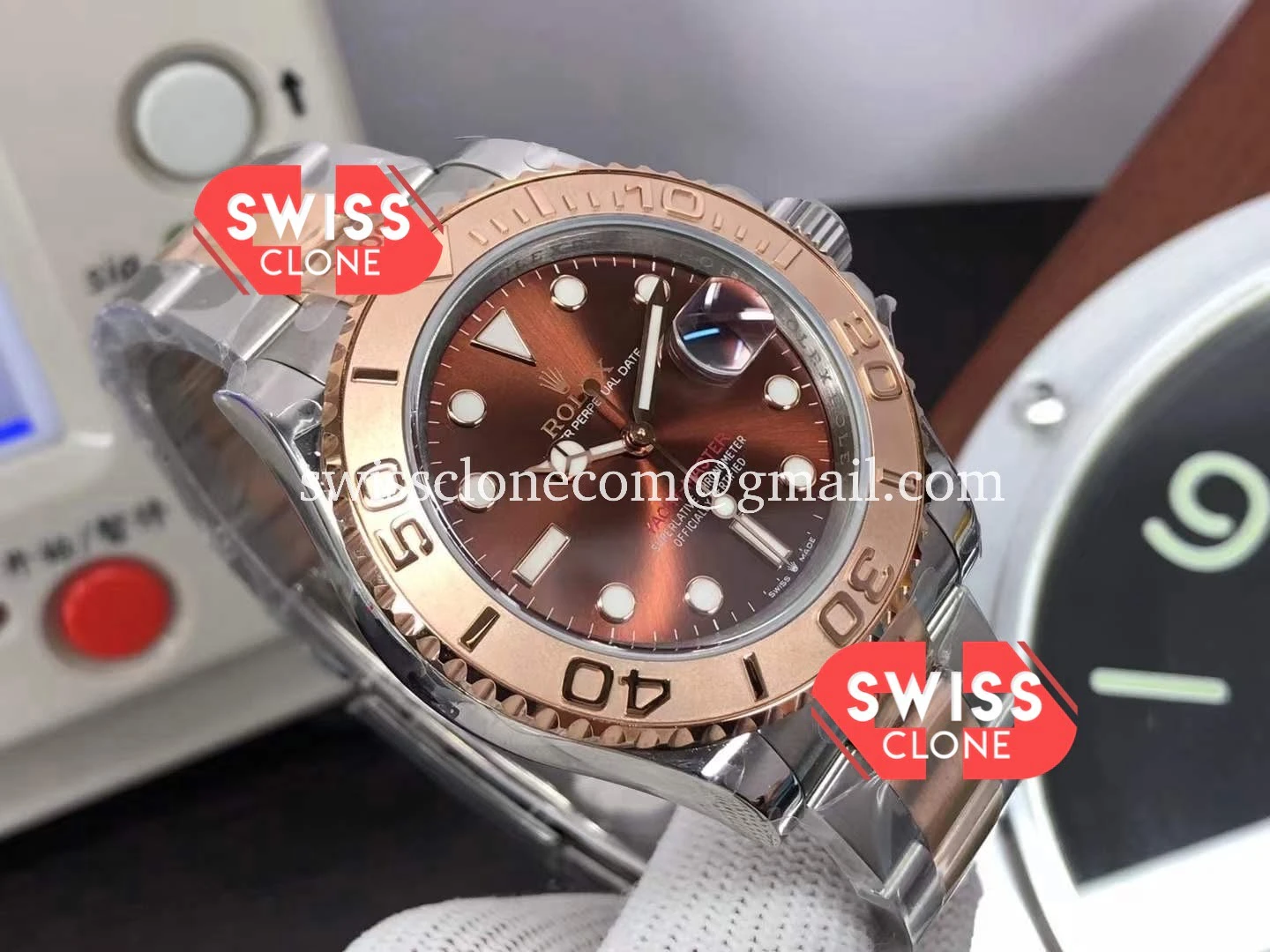 Rolex Yachtmaster 40mm Everose Gold Oyster Steel 1:1 Super Clone - Caseback & Cloned Calibre Movement