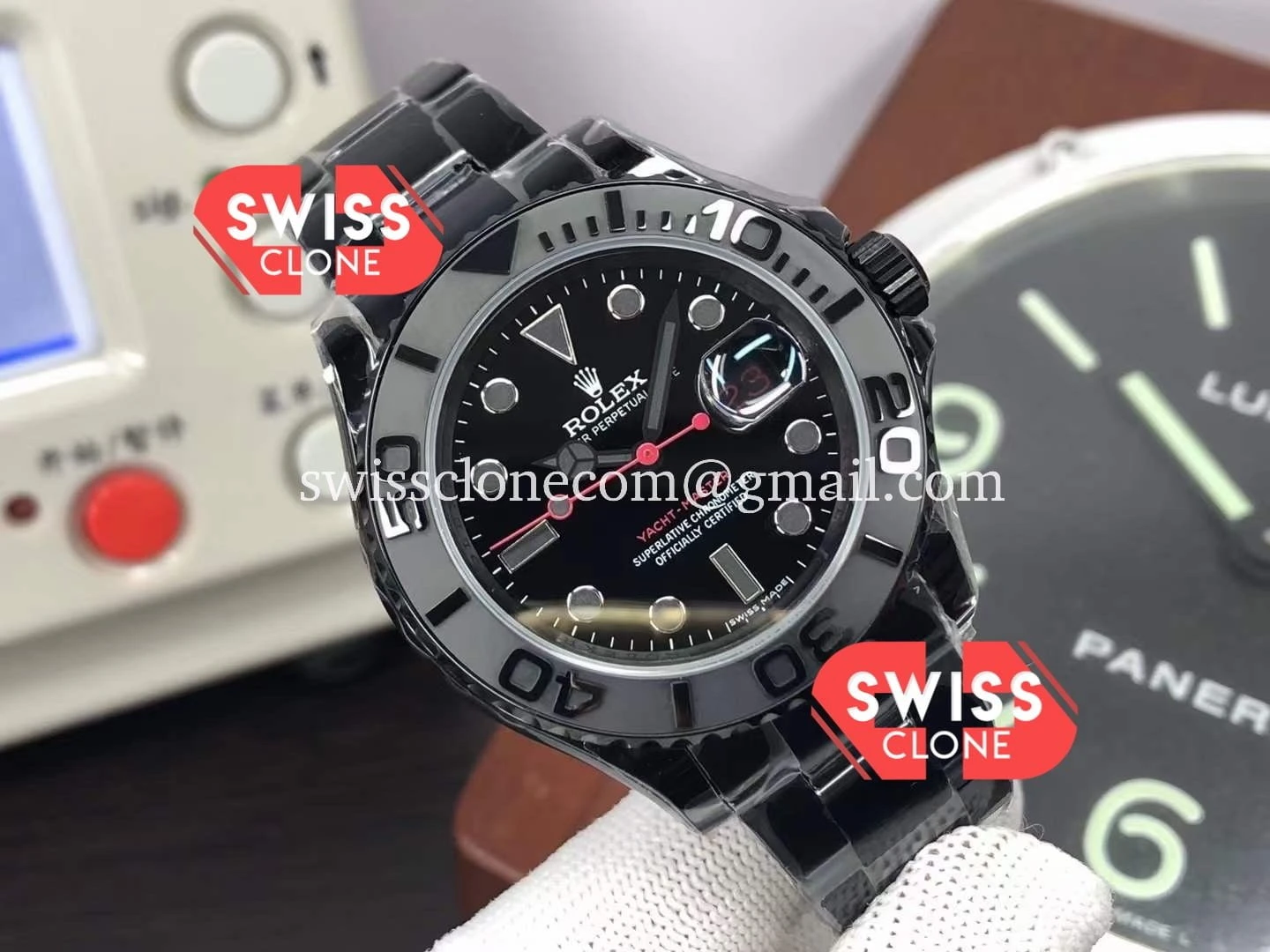 Rolex Yachtmaster Blackout 1:1 Super Clone - Dial Macro Close-Up