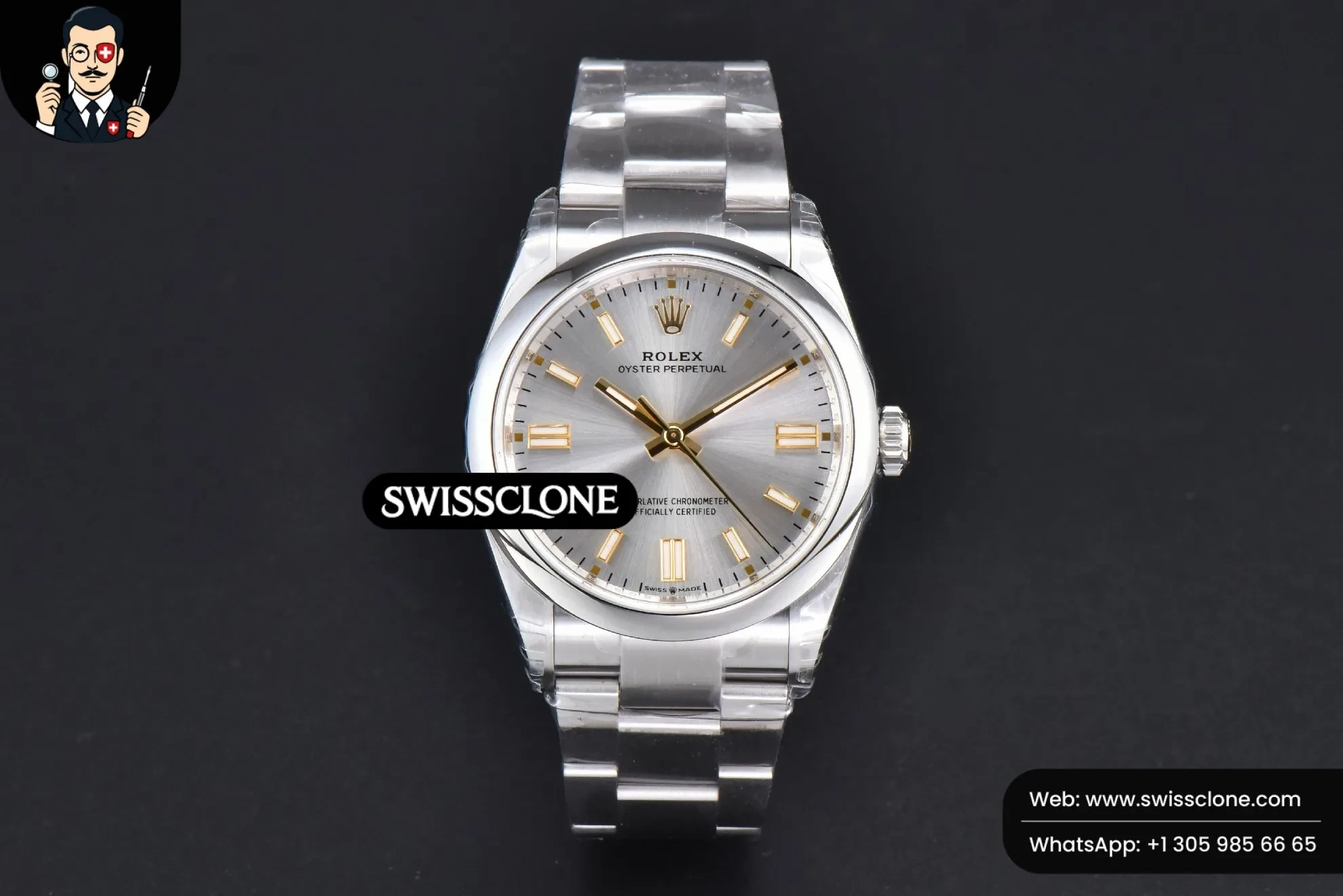 Rolex yster Perpetual 126000 36mm 904L Silver Dial Oyster VS3235 1:1 Super Clone - Dial Macro Close-Up