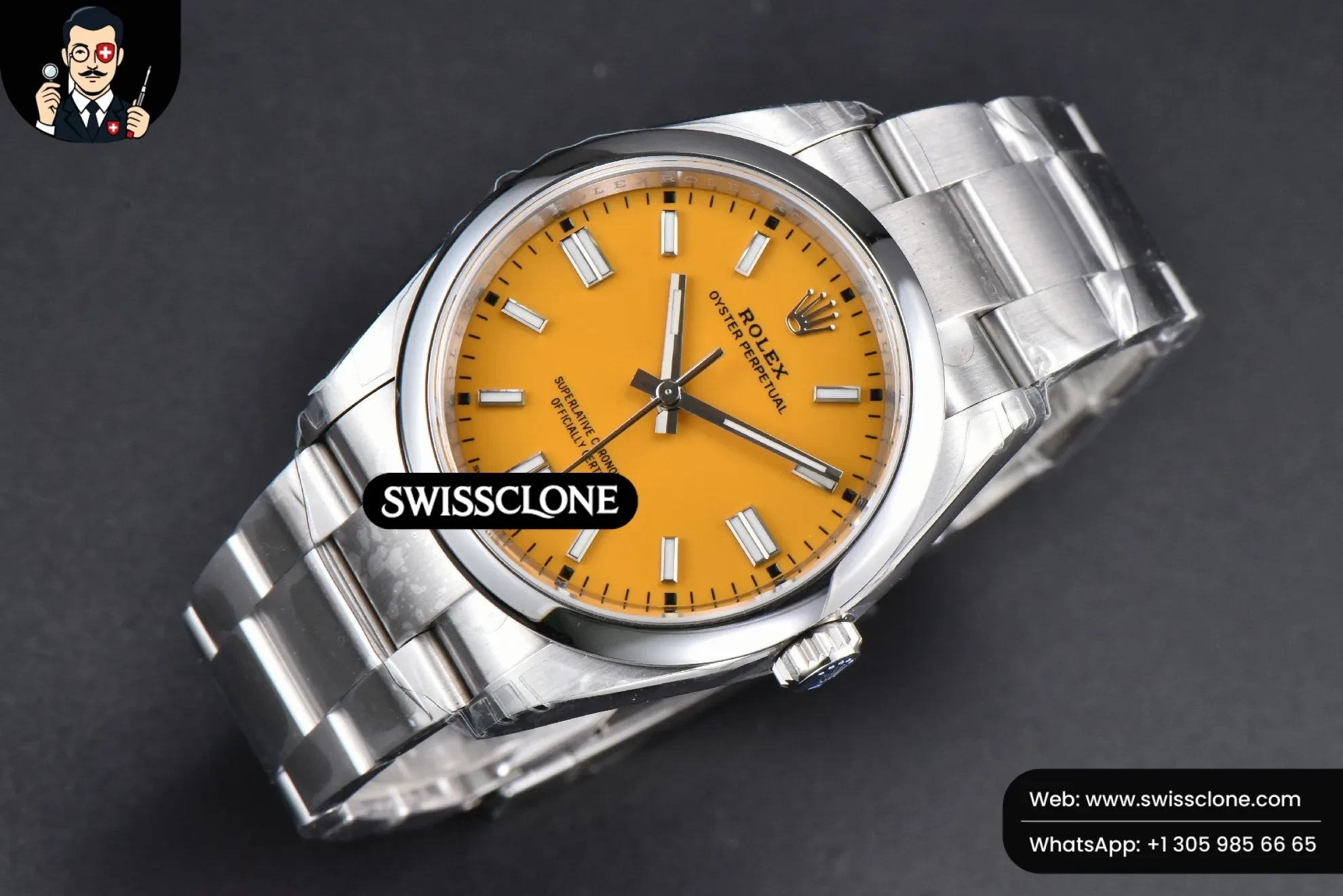 Rolex yster Perpetual 126000 36mm 904L Yellow Dial Oyster VS3235 1:1 Super Clone - Bezel & Case Profile
