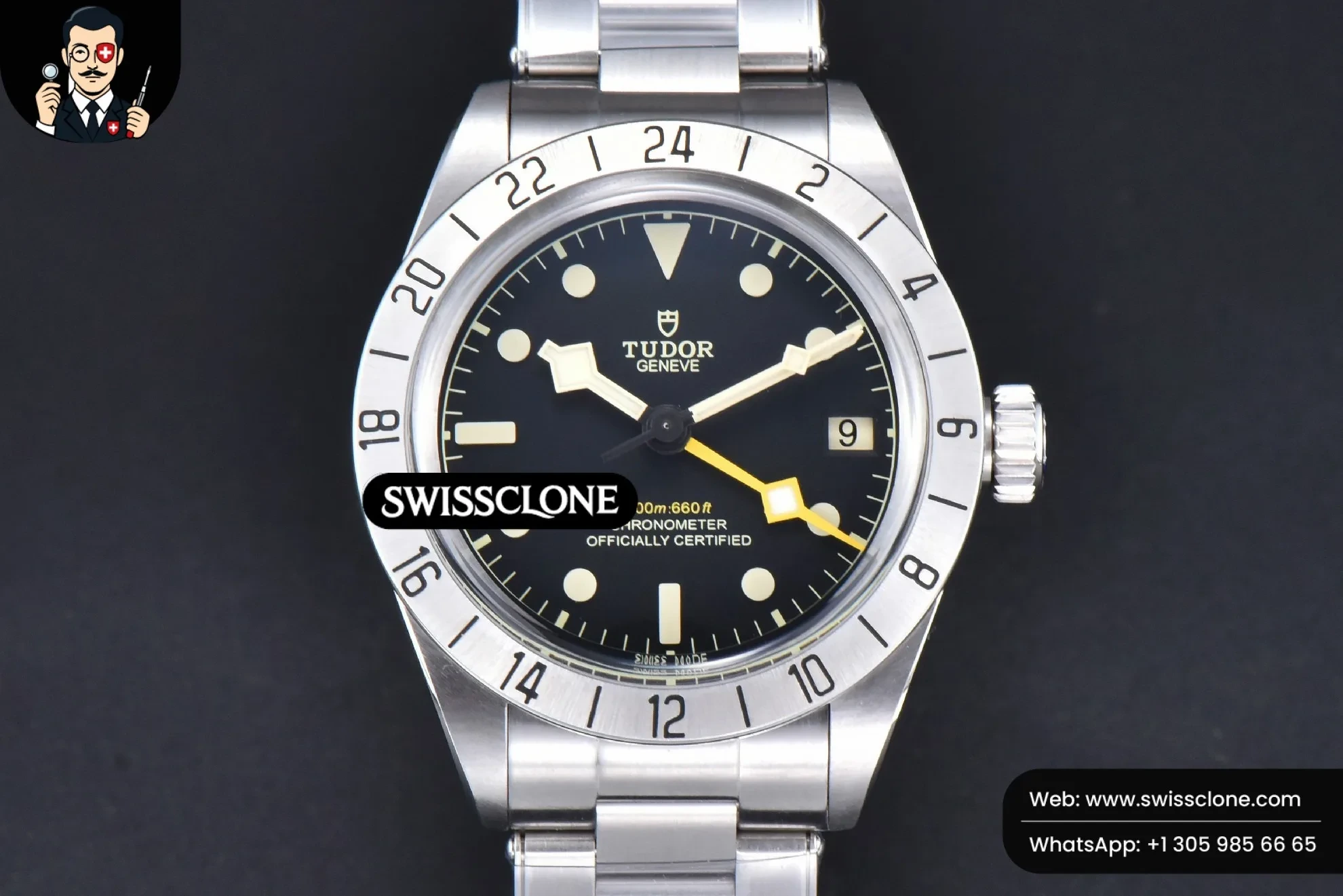 Tudor ZF Black Bay GMT Pro 39mm Black Dial On ZF Factory 1:1 Super Clone - Dial Macro Close-Up