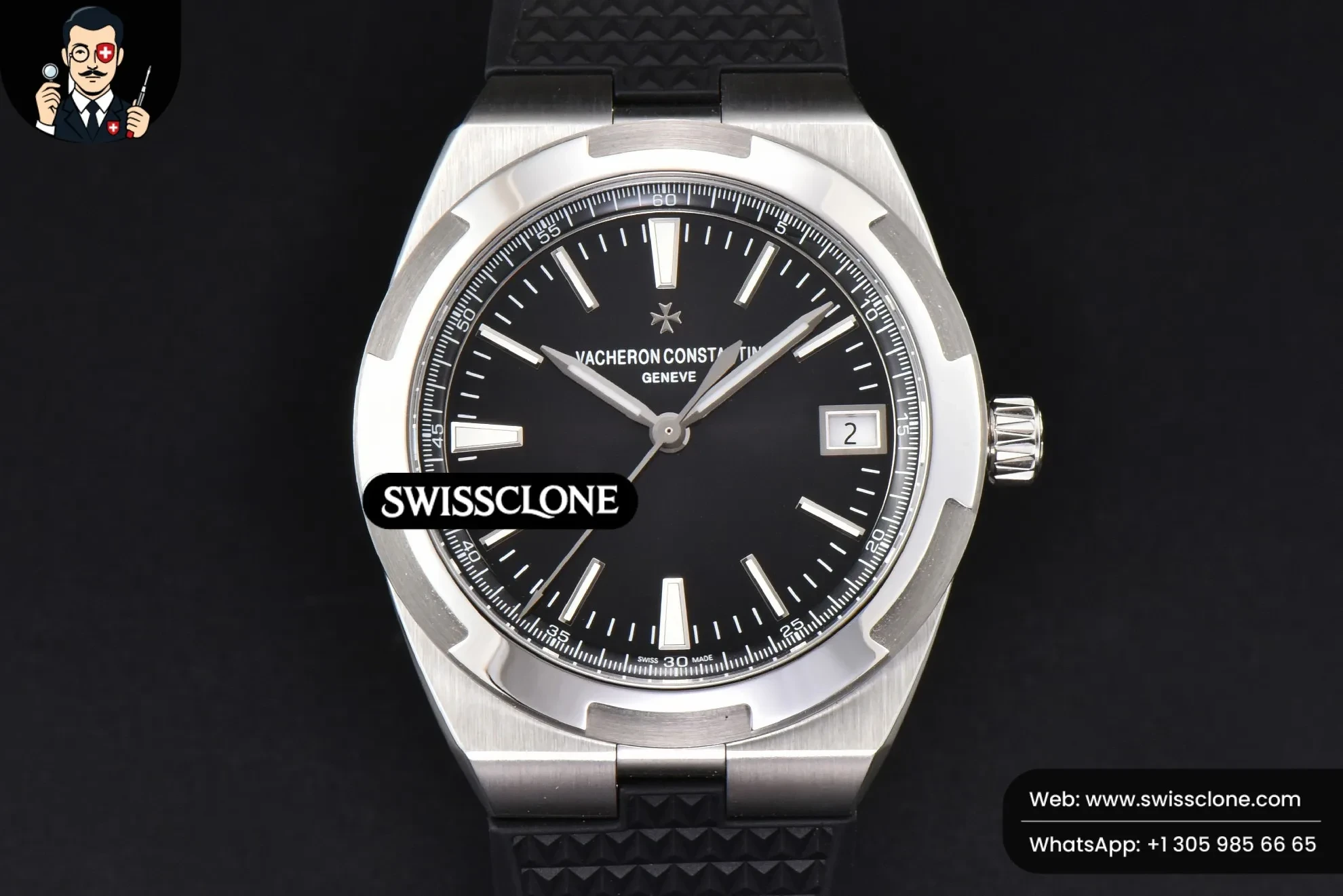 Vacheron Constantin Overseas 4500V 41mm Black Dial Black Rubber 1:1 Super Clone - Dial Macro Close-Up