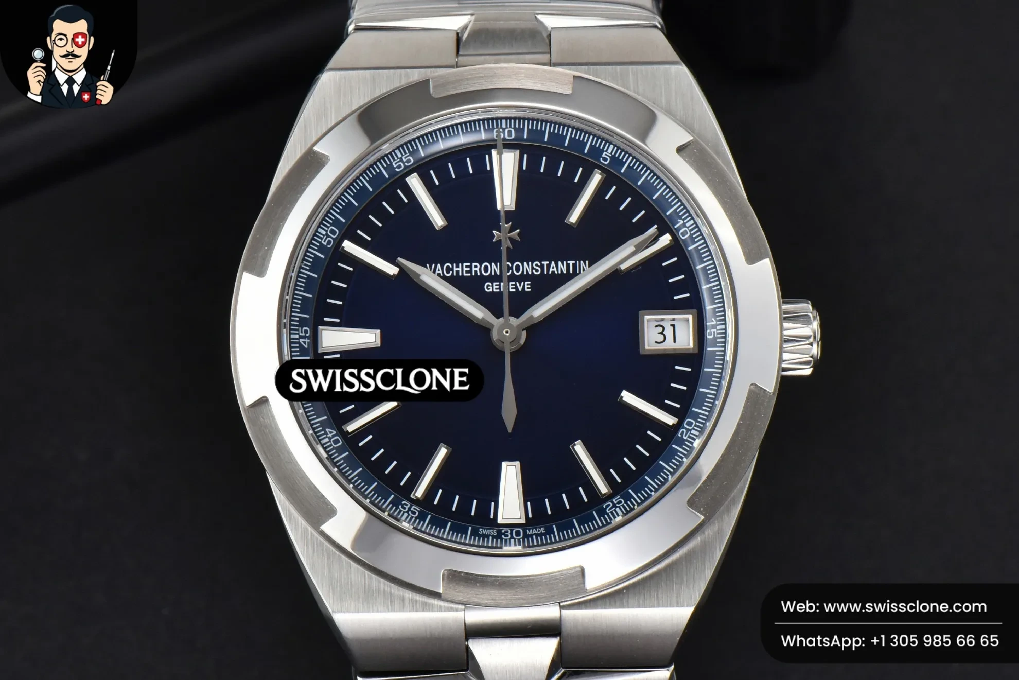 Vacheron Constantin Overseas 4500V 41mm Blue Dial (SW-24794) 1:1 Super Clone - Dial Macro & Hands Close-Up