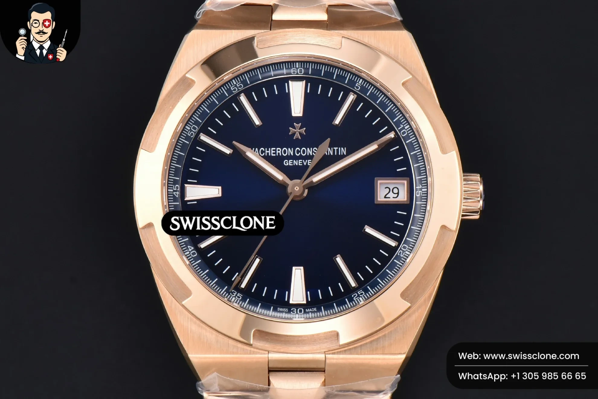 Vacheron Constantin Overseas 4500V 41mm Blue Dial 1:1 Super Clone - Dial Macro Close-Up