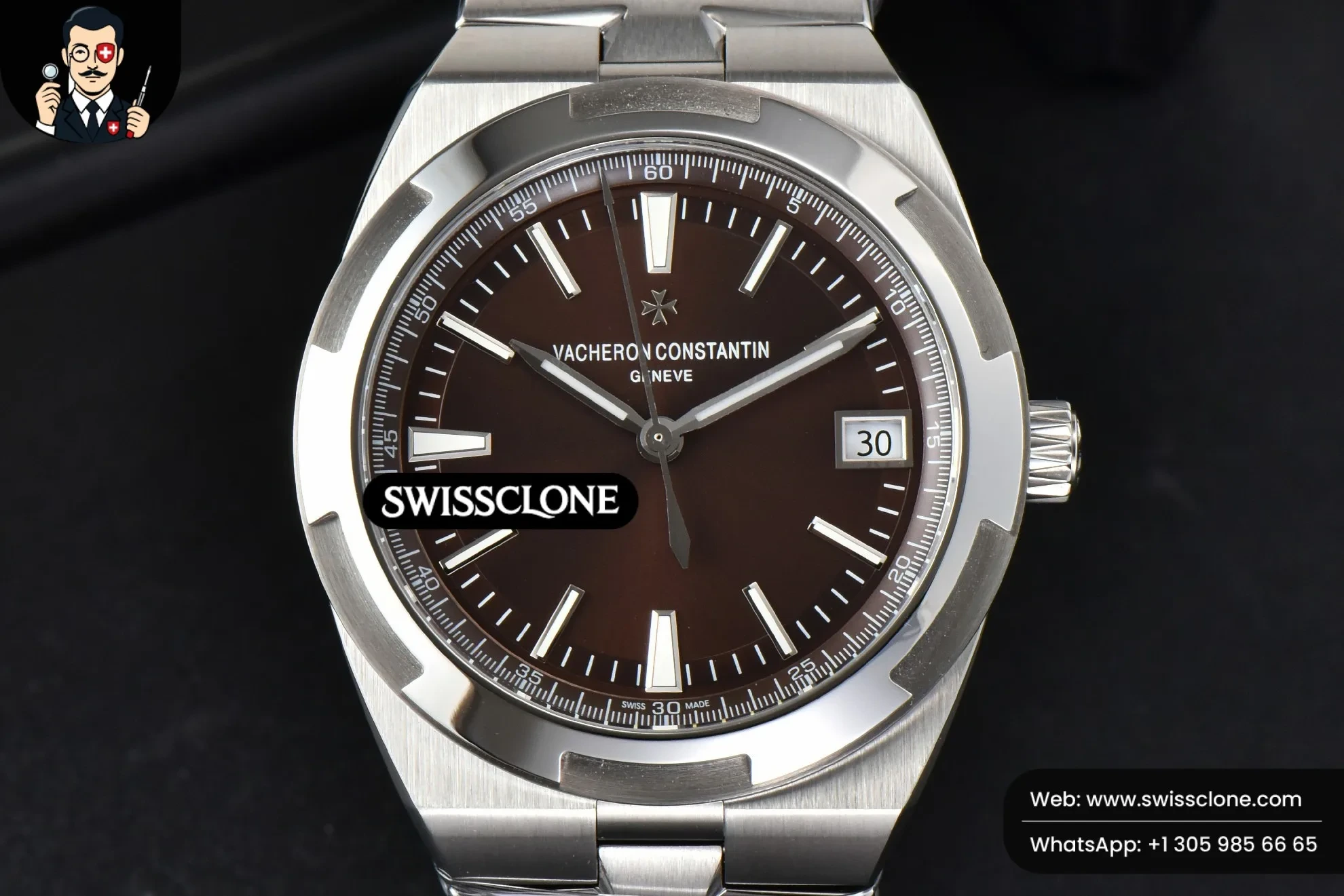 Vacheron Constantin Overseas 4500V 41mm Brown Dial 1:1 Super Clone - Dial Macro Close-Up