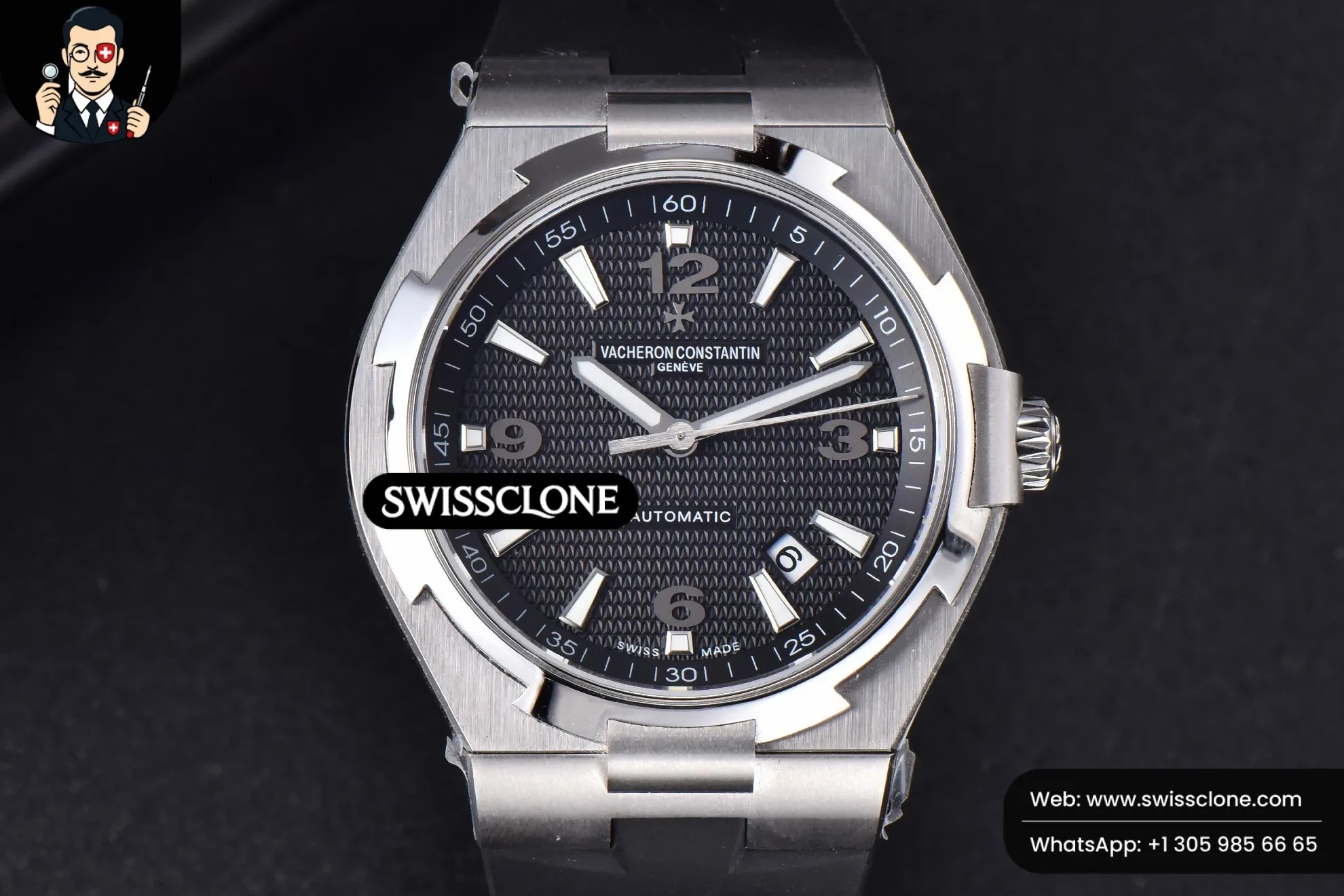 Vacheron Constantin Overseas 47040 MKF 42mm Black Textured Dial Rubber 9015 1:1 Super Clone - Dial Macro Close-Up
