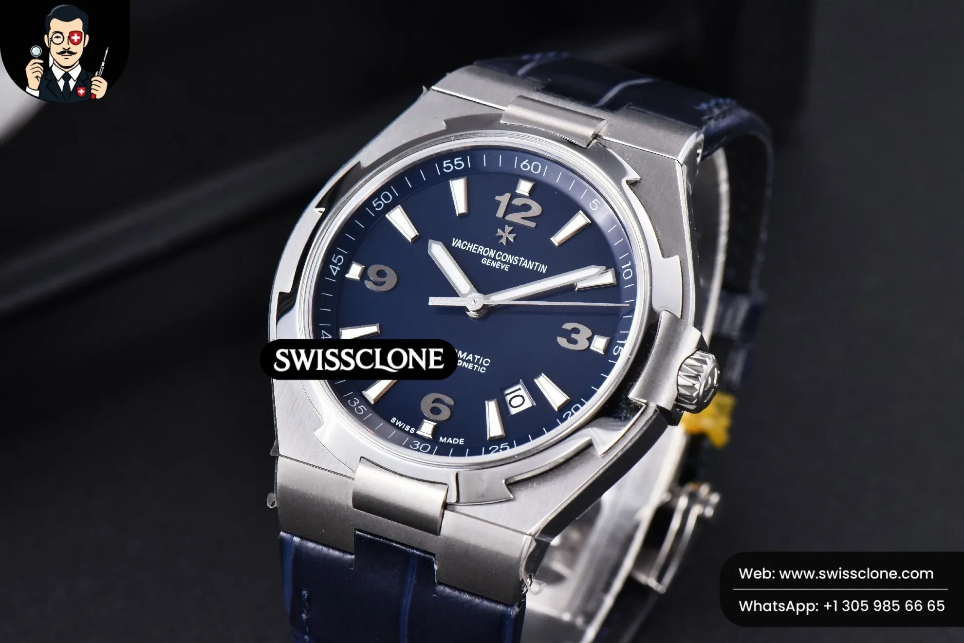 Vacheron Constantin Overseas 47040 MKF 42mm Blue Dial Leather 9015 - Clasp, Bracelet & Buckle Detail | 1:1 Swiss Super Clone