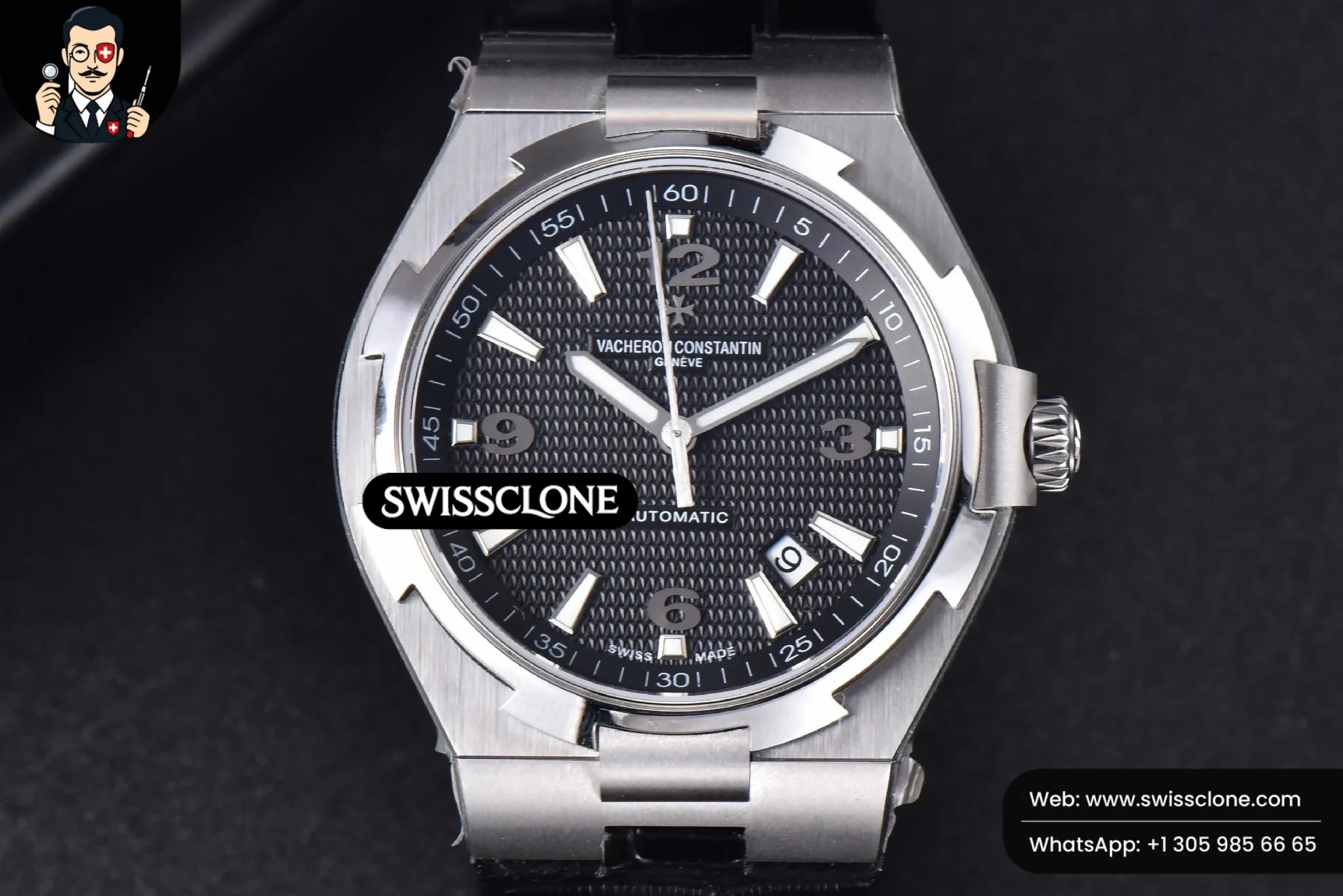 Vacheron Constantin Overseas 47040 MKF 42mm Gray Textured Dial Rubber 9015 - 45-Degree Case Profile & Crown View | 1:1 Swiss Super Clone