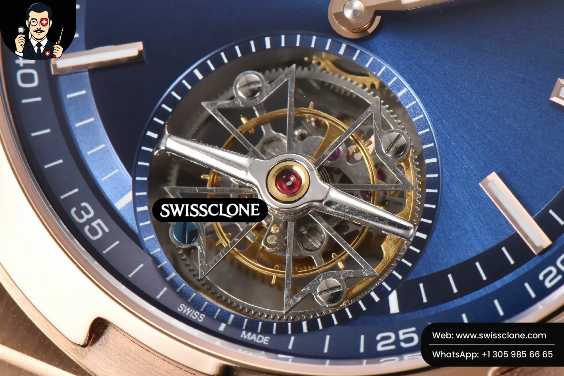 Vacheron Constantin Overseas Tourbillon 6000V 42.5mm BBRF Blue Dial Black Leather Tourb 1:1 Super Clone - On-Wrist Presence View