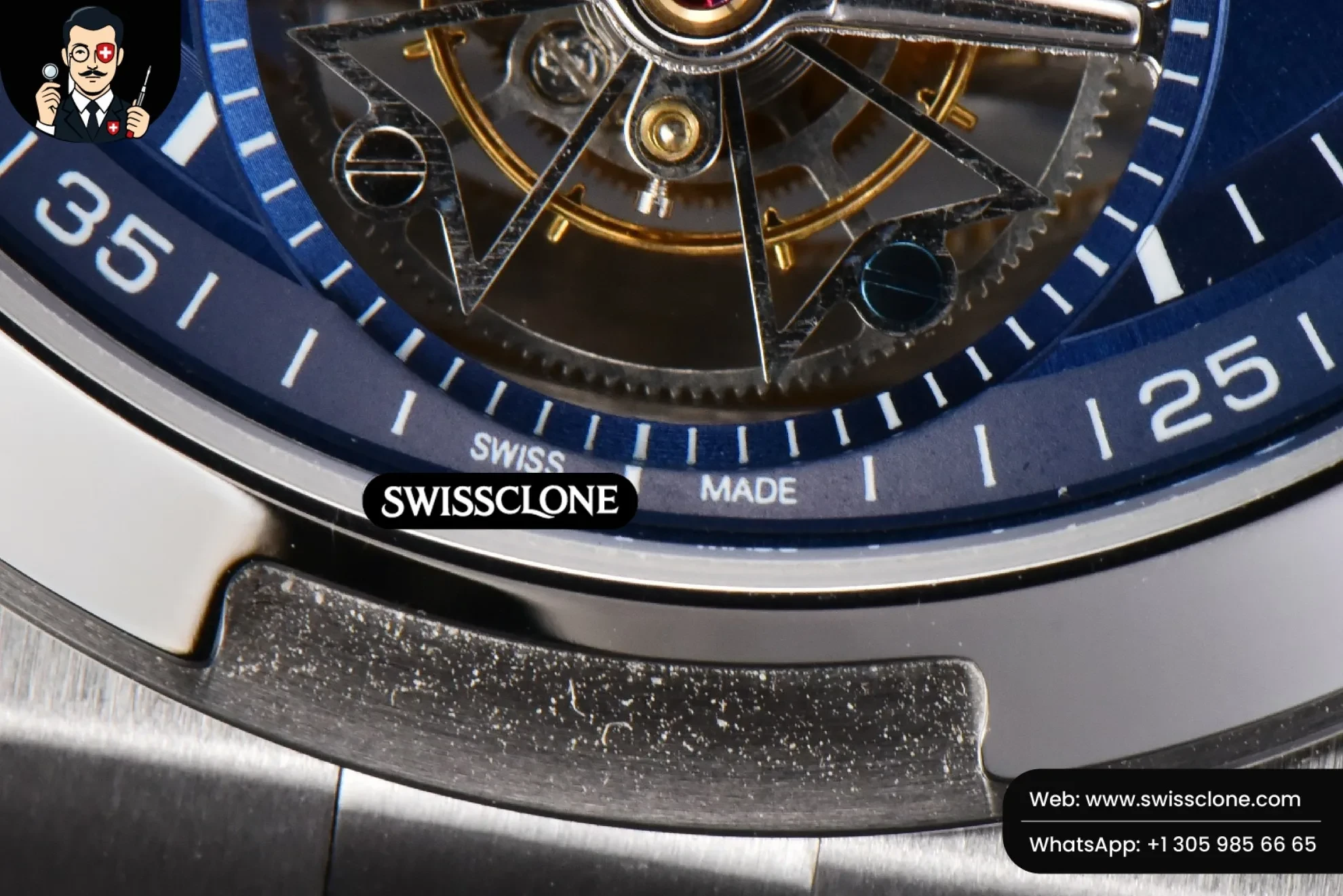 Vacheron Constantin Overseas Tourbillon 6000V 42.5mm BBRF Blue Dial Blue Rubber Tourb - Clasp, Bracelet & Buckle Detail | 1:1 Swiss Super Clone