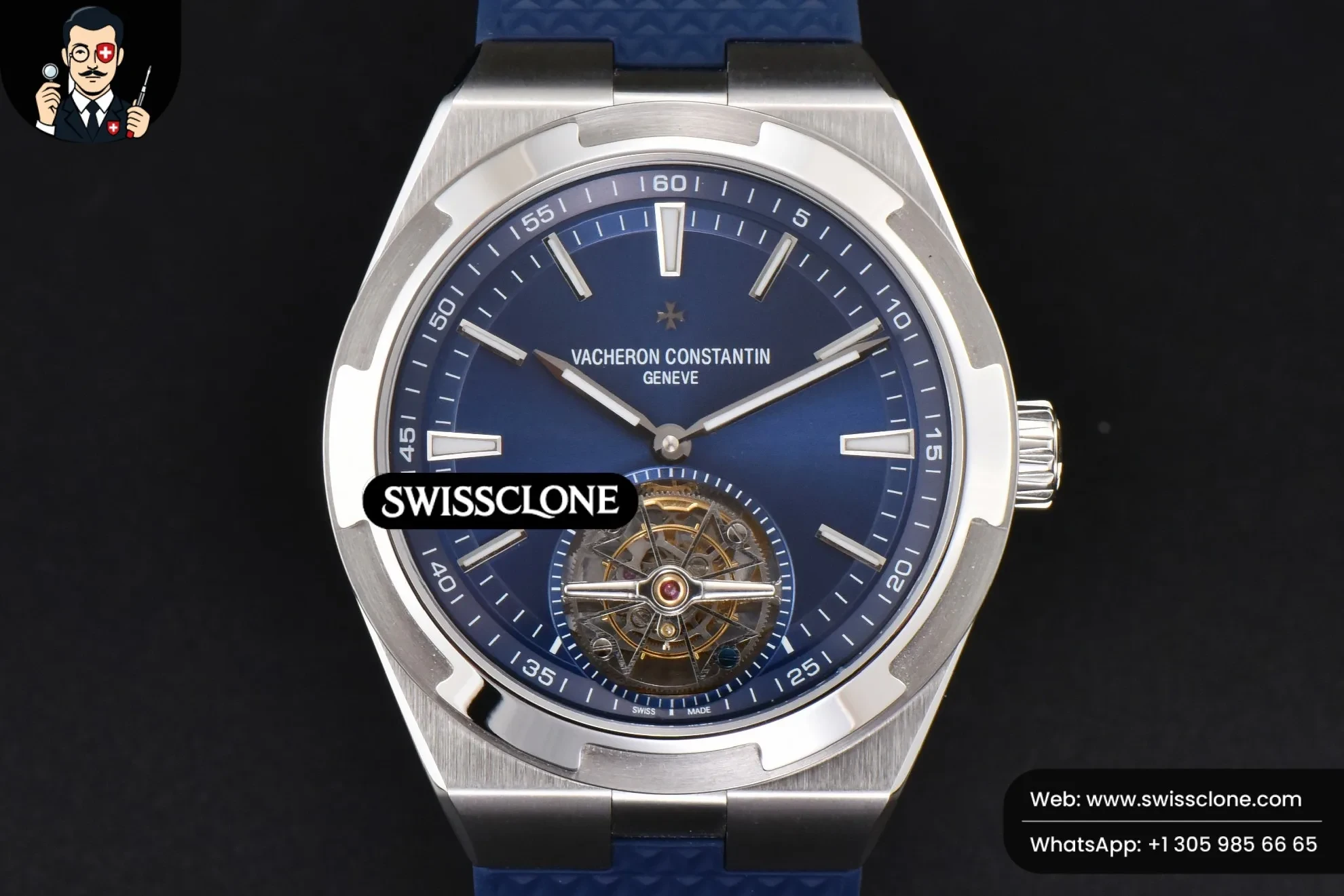 Vacheron Constantin Overseas Tourbillon 6000V 42.5mm BBRF Blue Dial Blue Rubber Tourb