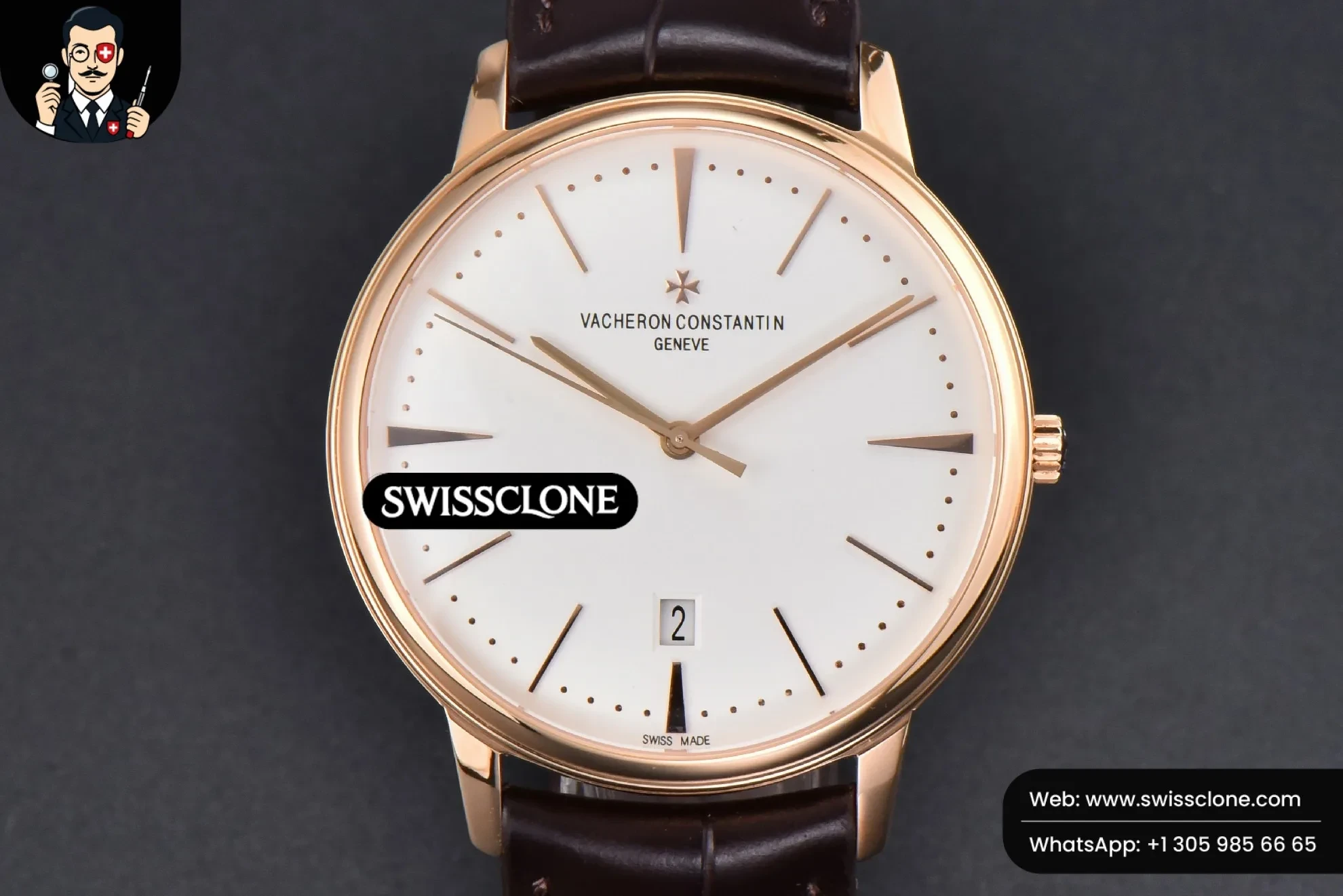 Vacheron Constantin Patrimony Date 40mm White Dial Brown Leather 9015