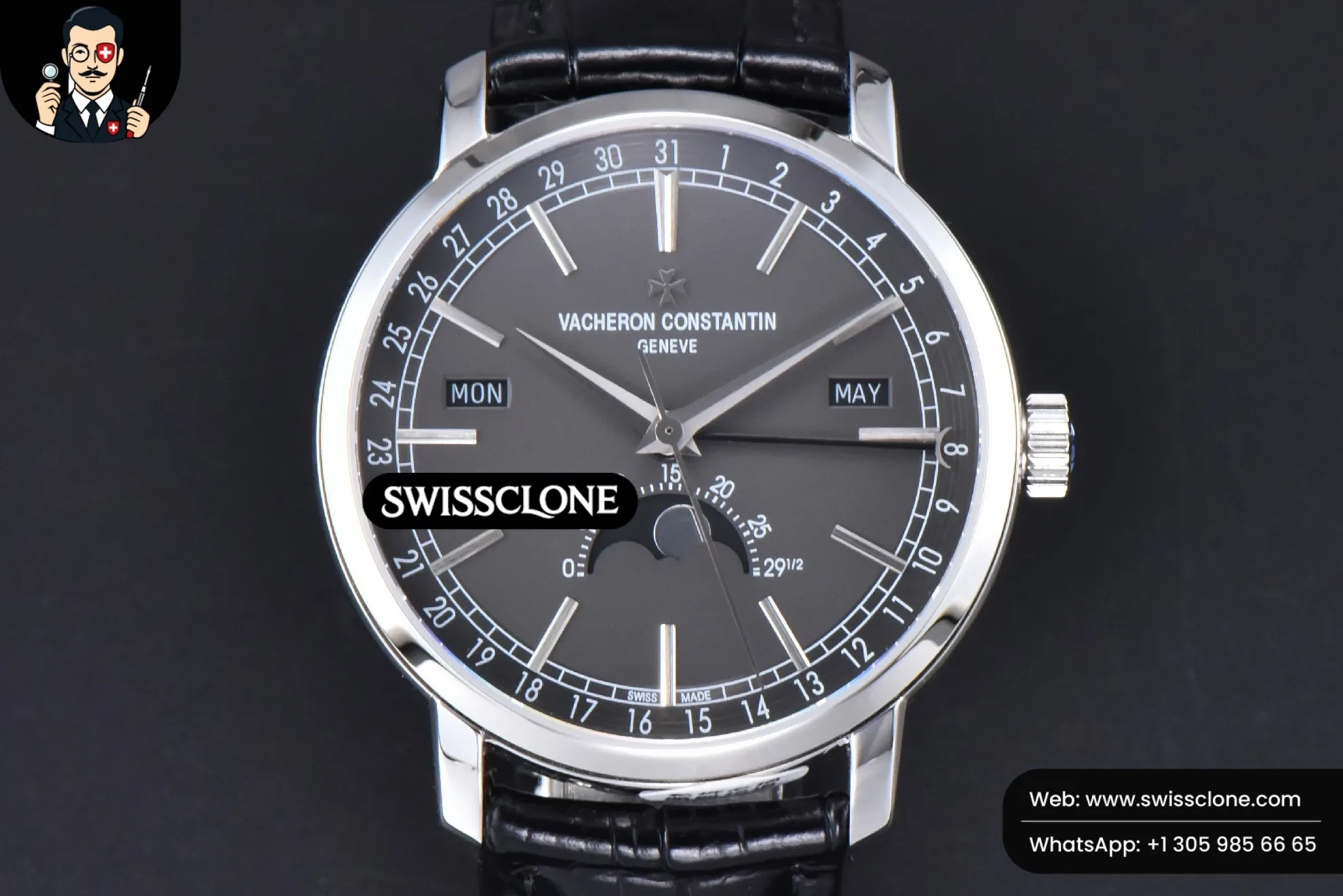 Vacheron Constantin Traditionnelle 4010T MXF 41mm Gray Dial Black Leather A2460QCL - Image 2