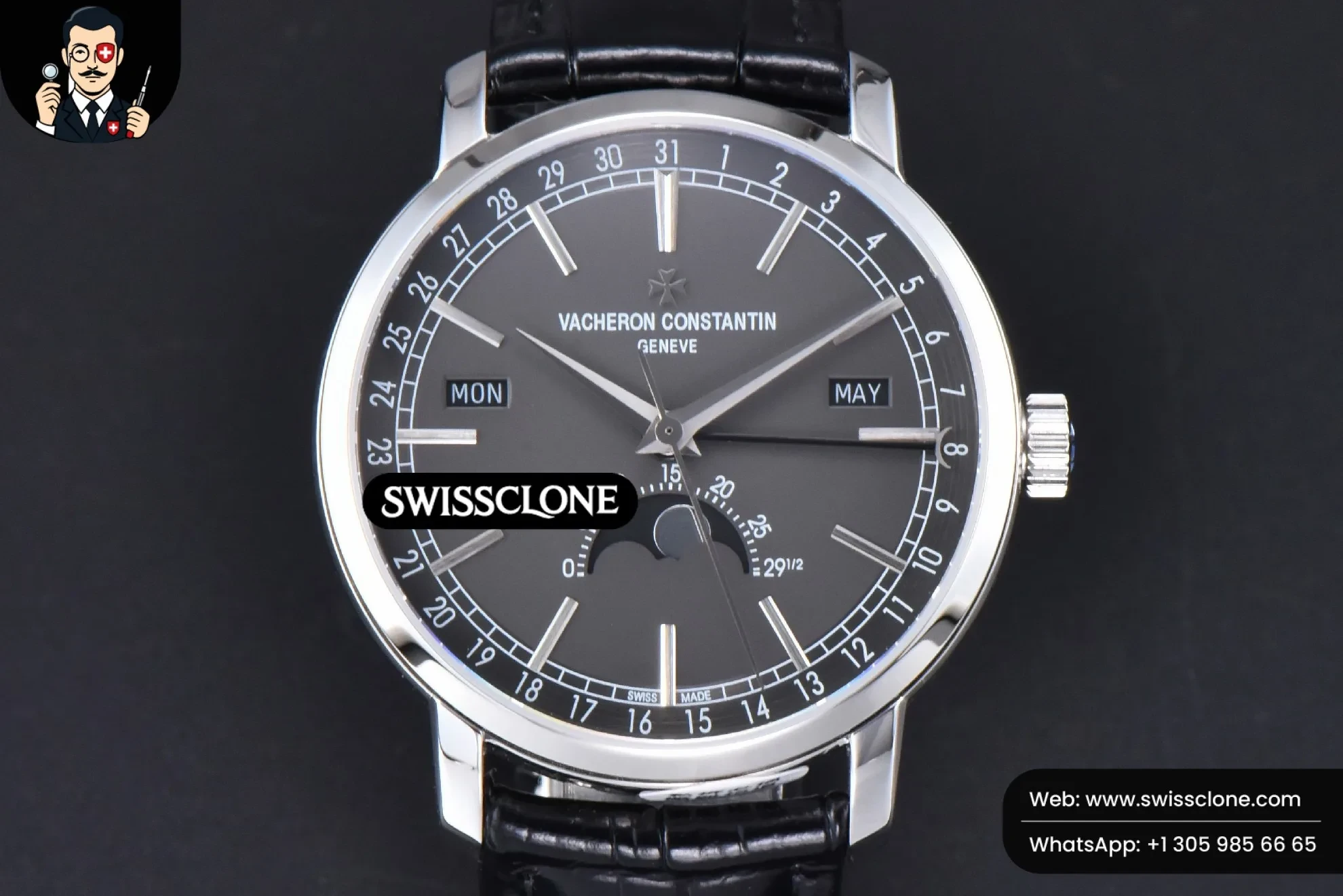 Vacheron Constantin Traditionnelle 4010T MXF 41mm Gray Dial Black Leather A2460QCL