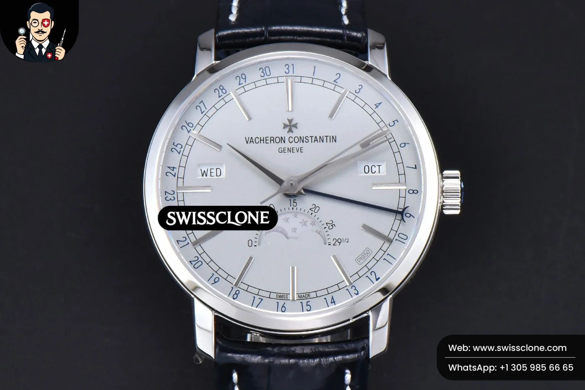 Vacheron Constantin Traditionnelle 4010T MXF 41mm White Dial Blue Leather A2460QCL