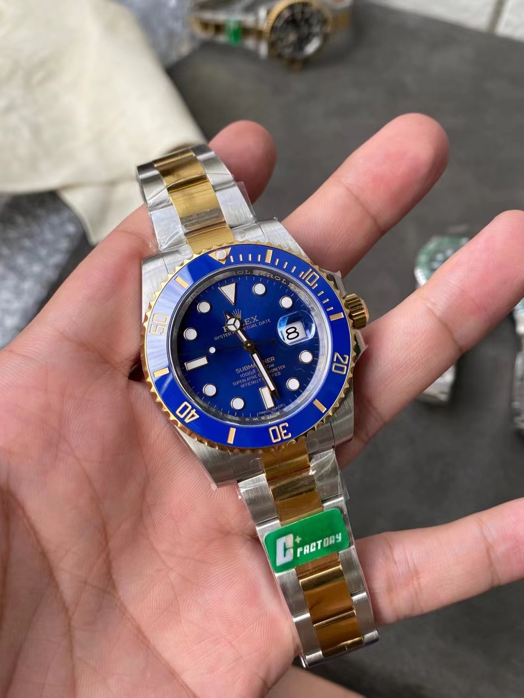 Replica Rolex Submariner Two Tone Blue Side-by-Side Comparison