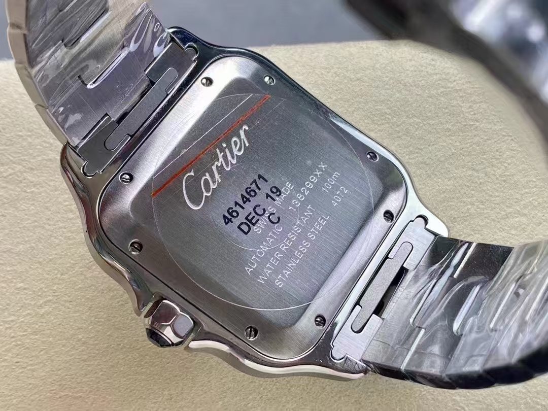 Cartier Santos Yellow Case Back Side-by-Side Comparison
