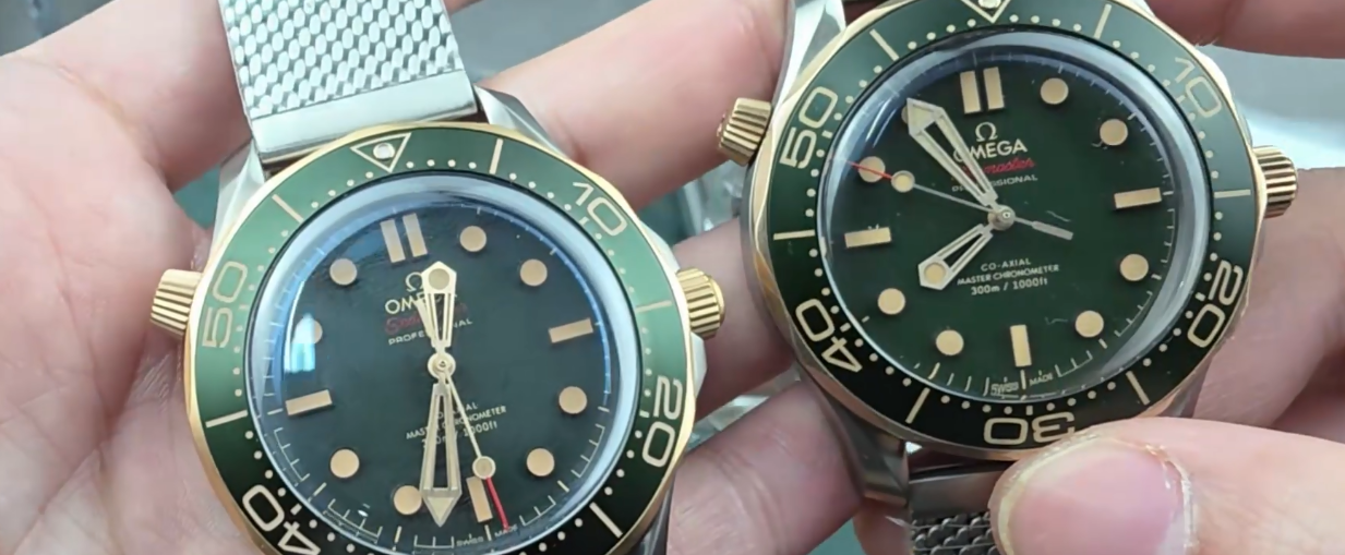 Omega Seamaster Diver 300M Super Clone Review: VSF Co-Axial 8800 Ceramic Wave & NTTD 007 Titanium — Seamaster Bronze Gold Replica Vs Genuine Macro Inspection