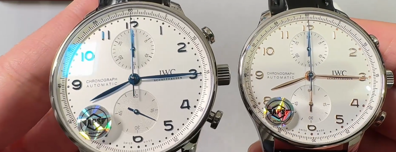 IWC Schaffhausen Super Clone Review: ZF Factory Portugieser Chronograph (IW3716), 7-Day & Big Pilot — Iwc Portuguese Chrono White Dial Macro Inspection