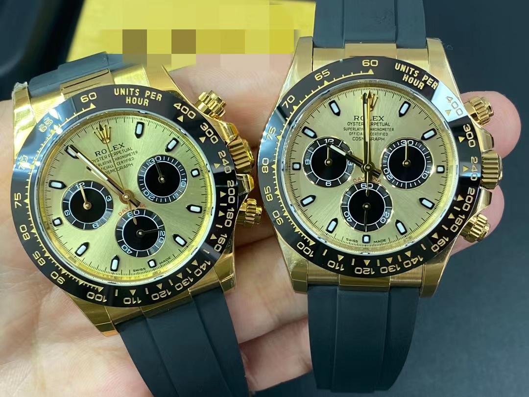 Rolex Daytona 126500LN (DD4131) vs 116500LN (DD4130) Super Clone Comparison: Clean Factory vs VSF vs BTF — Gold Daytona Comparison Bt Vs Clean Movement & Case Macro