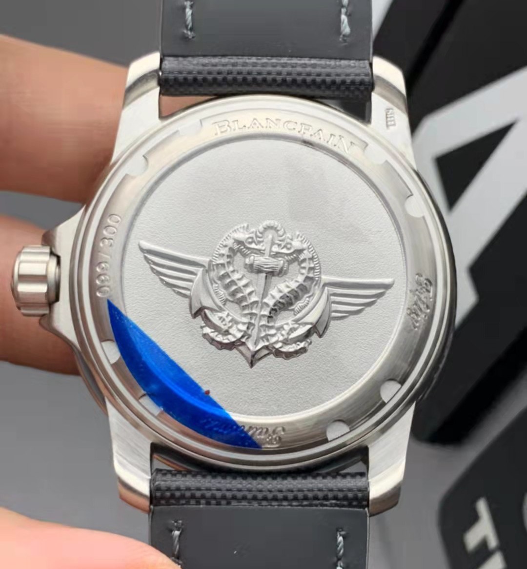 Blancpain Fifty Fathoms Automatique & Bathyscaphe 43mm Super Clone Guide: ZF & GF Sapphire Bezel Review — Blancpain Fifty Fathoms Nageurs De Combat Case Back Movement & Case Macro